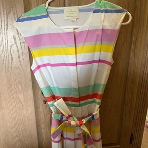 White dress with multicolored stripes by Kate spade. Worn only once. Won’t last.